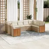Image de Vidaxl Salon De Jardin Avec Coussins 9 Pcs Beige RÃ©sine TressÃ©e