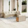 Image de Vidaxl Salon De Jardin Avec Coussins 9 Pcs Beige RÃ©sine TressÃ©e