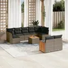 Image de Vidaxl Salon De Jardin Avec Coussins 10 Pcs Gris RÃ©sine TressÃ©e