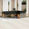 Image de Vidaxl Salon De Jardin Avec Coussins 10 Pcs Gris RÃ©sine TressÃ©e