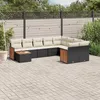 Image de Vidaxl Salon De Jardin 10 Pcs Avec Coussins Noir RÃ©sine TressÃ©e