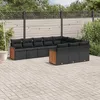 Image de Vidaxl Salon De Jardin 10 Pcs Avec Coussins Noir RÃ©sine TressÃ©e