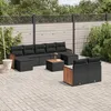 Image de Vidaxl Salon De Jardin 10 Pcs Avec Coussins Noir RÃ©sine TressÃ©e