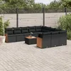 Image de Vidaxl Salon De Jardin 12 Pcs Avec Coussins Noir RÃ©sine TressÃ©e