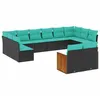 Image de Vidaxl Salon De Jardin Avec Coussins 12 Pcs Noir RÃ©sine TressÃ©e