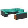 Image de Vidaxl Salon De Jardin Avec Coussins 13 Pcs Noir RÃ©sine TressÃ©e