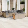 Image de Vidaxl Salon De Jardin Avec Coussins 14 Pcs Beige RÃ©sine TressÃ©e