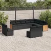 Image de Vidaxl Salon De Jardin 12 Pcs Avec Coussins Noir RÃ©sine TressÃ©e