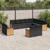 Image de Vidaxl Salon De Jardin 12 Pcs Avec Coussins Noir RÃ©sine TressÃ©e