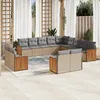 Image de Vidaxl Salon De Jardin Avec Coussins 13 Pcs Beige RÃ©sine TressÃ©e
