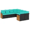 Image de Vidaxl Salon De Jardin 8 Pcs Avec Coussins Noir RÃ©sine TressÃ©e