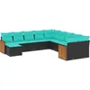 Image de Vidaxl Salon De Jardin 11 Pcs Avec Coussins Noir RÃ©sine TressÃ©e