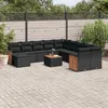 Image de Vidaxl Salon De Jardin 12 Pcs Avec Coussins Noir RÃ©sine TressÃ©e