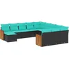 Image de Vidaxl Salon De Jardin Avec Coussins 12 Pcs Noir RÃ©sine TressÃ©e