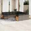 Image de Vidaxl Salon De Jardin Avec Coussins 12 Pcs Gris RÃ©sine TressÃ©e