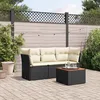 Image de Vidaxl Salon De Jardin 4 Pcs Avec Coussins Noir RÃ©sine TressÃ©e