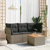 Image de Vidaxl Salon De Jardin 4 Pcs Avec Coussins Gris RÃ©sine TressÃ©e
