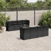 Image de Vidaxl Salon De Jardin 9 Pcs Avec Coussins Noir RÃ©sine TressÃ©e