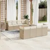 Image de Vidaxl Salon De Jardin Avec Coussins 9 Pcs Beige RÃ©sine TressÃ©e