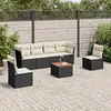 Image de Vidaxl Salon De Jardin 7 Pcs Avec Coussins Noir RÃ©sine TressÃ©e