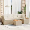 Image de Vidaxl Salon De Jardin Avec Coussins 6 Pcs Beige RÃ©sine TressÃ©e