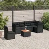 Image de Vidaxl Salon De Jardin 7 Pcs Avec Coussins Noir RÃ©sine TressÃ©e