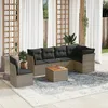 Image de Vidaxl Salon De Jardin Avec Coussins 7 Pcs Gris RÃ©sine TressÃ©e