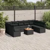 Image de Vidaxl Salon De Jardin 10 Pcs Avec Coussins Noir RÃ©sine TressÃ©e