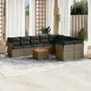 Image de Vidaxl Salon De Jardin Avec Coussins 10 Pcs Gris RÃ©sine TressÃ©e
