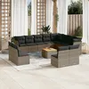 Image de Vidaxl Salon De Jardin Avec Coussins 13 Pcs Gris RÃ©sine TressÃ©e