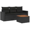 Image de Vidaxl Salon De Jardin 4 Pcs Avec Coussins Noir RÃ©sine TressÃ©e