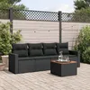 Image de Vidaxl Salon De Jardin 5 Pcs Avec Coussins Noir RÃ©sine TressÃ©e