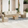 Image de Vidaxl Salon De Jardin Avec Coussins 7 Pcs Beige RÃ©sine TressÃ©e