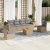 Image de Vidaxl Salon De Jardin Avec Coussins 7 Pcs Beige RÃ©sine TressÃ©e