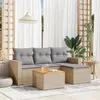 Image de Vidaxl Salon De Jardin Avec Coussins 5 Pcs Beige RÃ©sine TressÃ©e