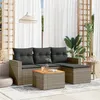 Image de Vidaxl Salon De Jardin 5 Pcs Avec Coussins Gris RÃ©sine TressÃ©e