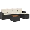Image de Vidaxl Salon De Jardin 6 Pcs Avec Coussins Noir RÃ©sine TressÃ©e