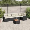 Image de Vidaxl Salon De Jardin 7 Pcs Avec Coussins Noir RÃ©sine TressÃ©e