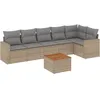 Image de Vidaxl Salon De Jardin Avec Coussins 7 Pcs Beige RÃ©sine TressÃ©e