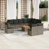 Image de Vidaxl Salon De Jardin 11 Pcs Avec Coussins Gris RÃ©sine TressÃ©e