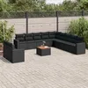Image de Vidaxl Salon De Jardin 12 Pcs Avec Coussins Noir RÃ©sine TressÃ©e