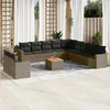 Image de Vidaxl Salon De Jardin Avec Coussins 12 Pcs Gris RÃ©sine TressÃ©e