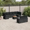 Image de Vidaxl Salon De Jardin 10 Pcs Avec Coussins Noir RÃ©sine TressÃ©e