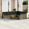 Image de Vidaxl Salon De Jardin Avec Coussins 10 Pcs Gris RÃ©sine TressÃ©e