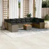 Image de Vidaxl Salon De Jardin 11 Pcs Avec Coussins Gris RÃ©sine TressÃ©e