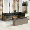 Image de Vidaxl Salon De Jardin Avec Coussins 14 Pcs Gris RÃ©sine TressÃ©e