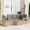 Image de Vidaxl Salon De Jardin Avec Coussins 6 Pcs Beige RÃ©sine TressÃ©e