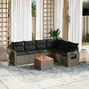 Image de Vidaxl Salon De Jardin Avec Coussins 7 Pcs Gris RÃ©sine TressÃ©e
