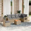 Image de Vidaxl Salon De Jardin Avec Coussins 7 Pcs Beige RÃ©sine TressÃ©e
