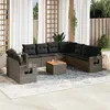 Image de Vidaxl Salon De Jardin Avec Coussins 10 Pcs Gris RÃ©sine TressÃ©e